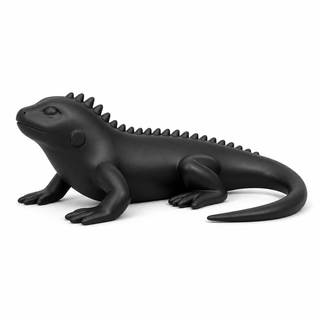 Iguana Art Object - Black