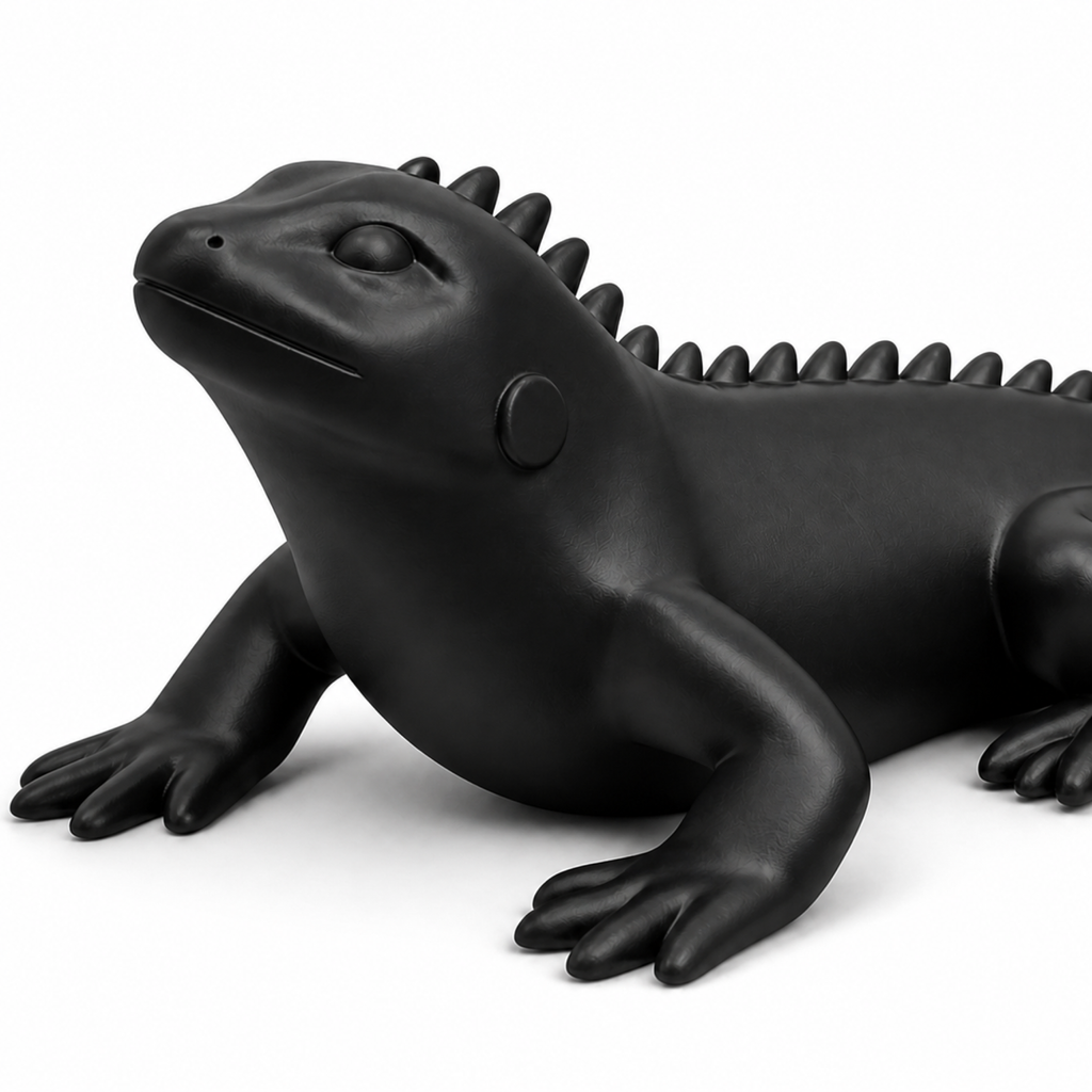 Iguana Art Object - Black