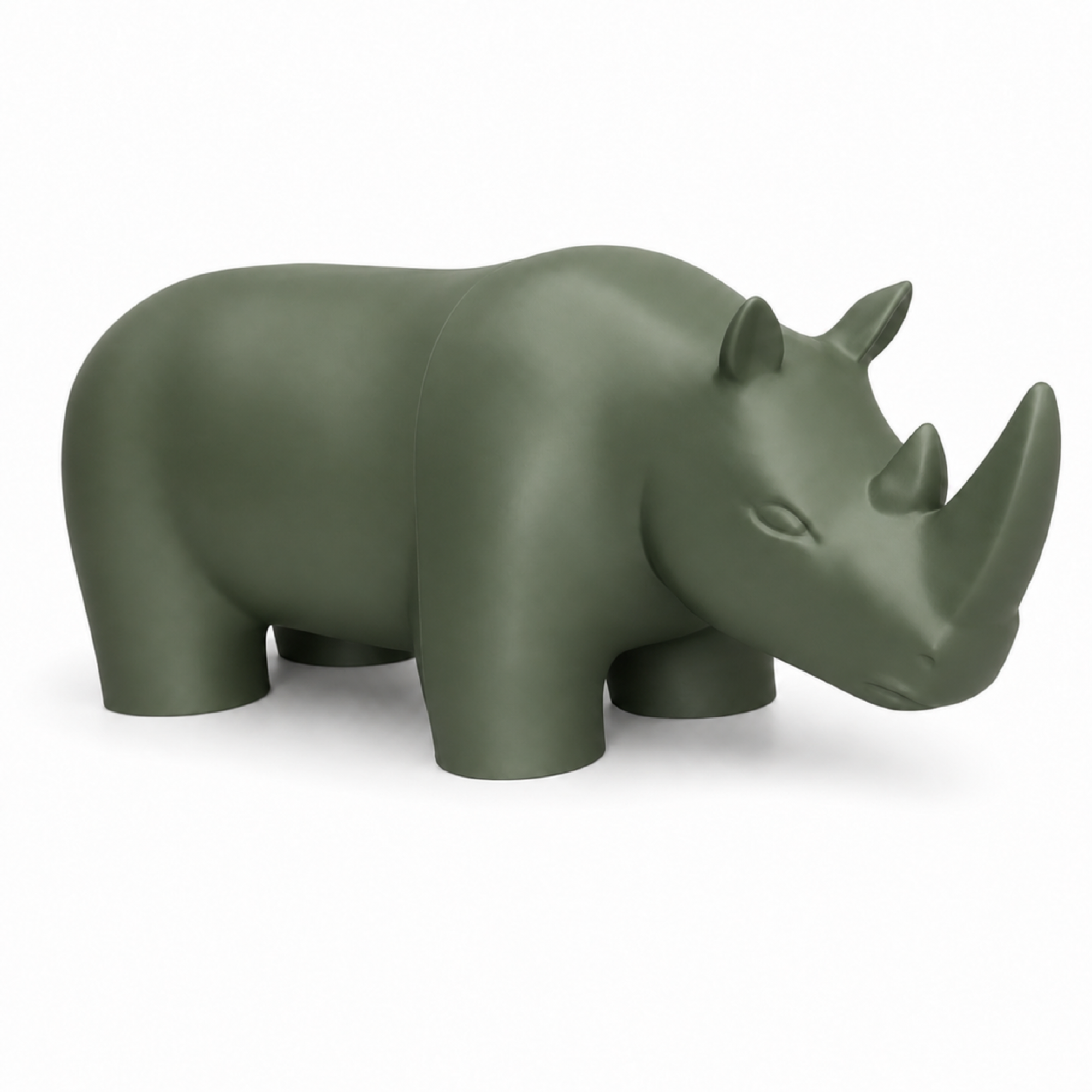 Rhino Art Object - Moss Green