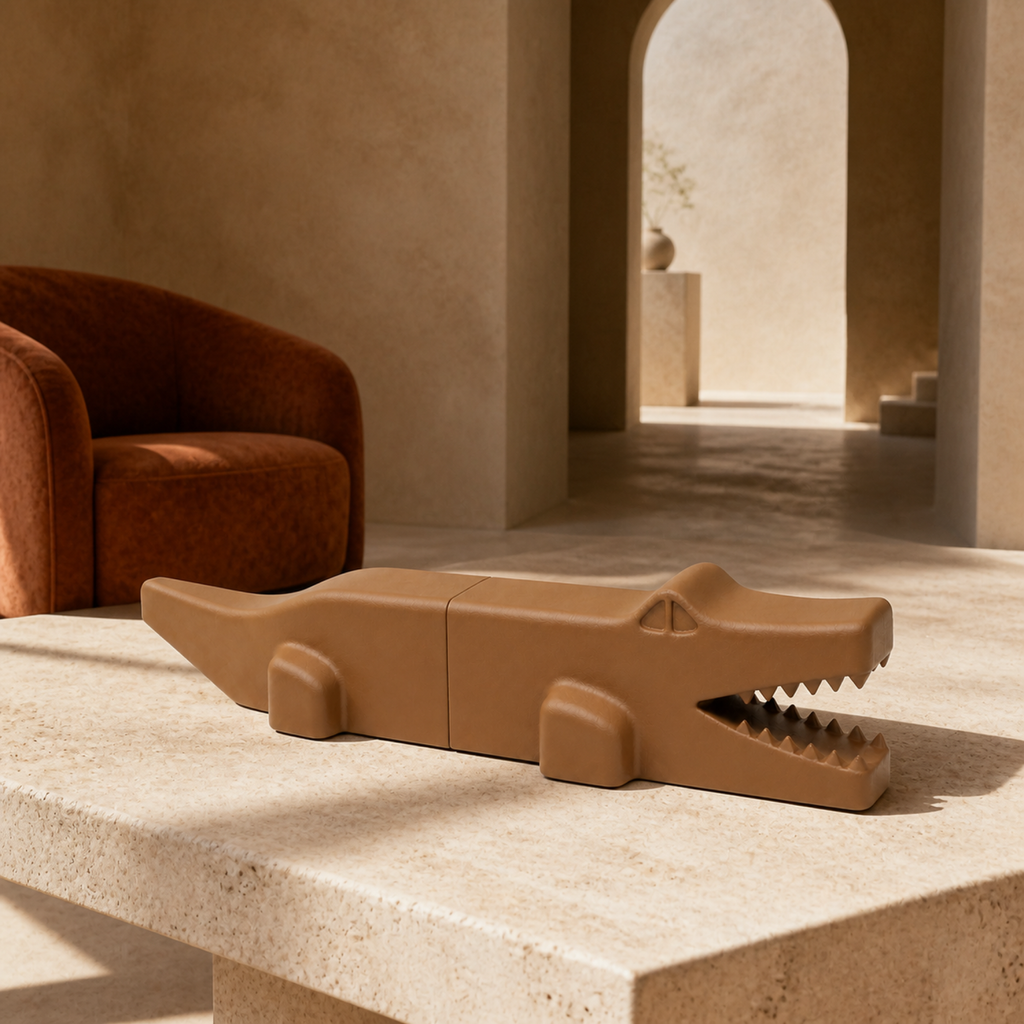 Krokodil Art Object - Brown