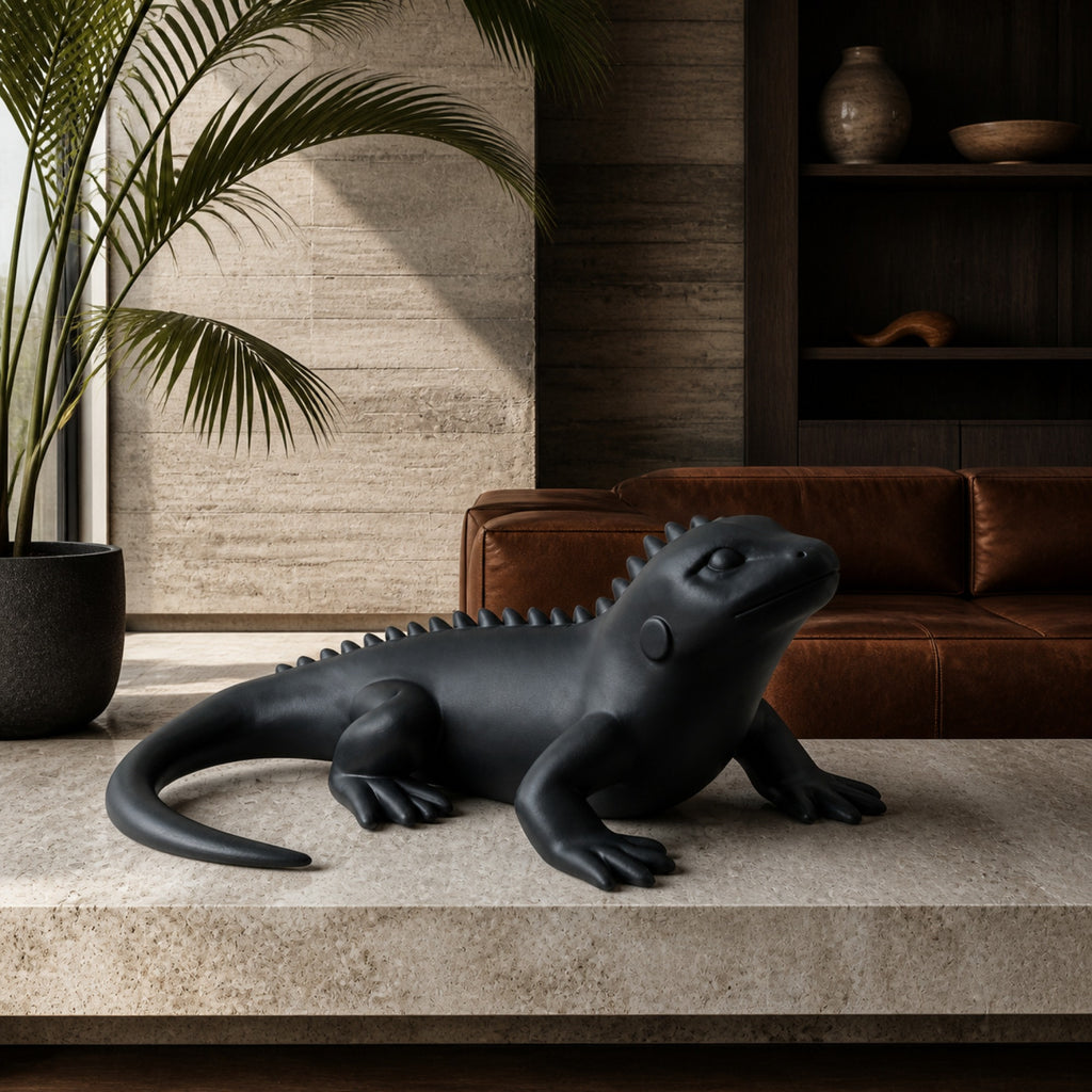 Iguana Art Object - Black