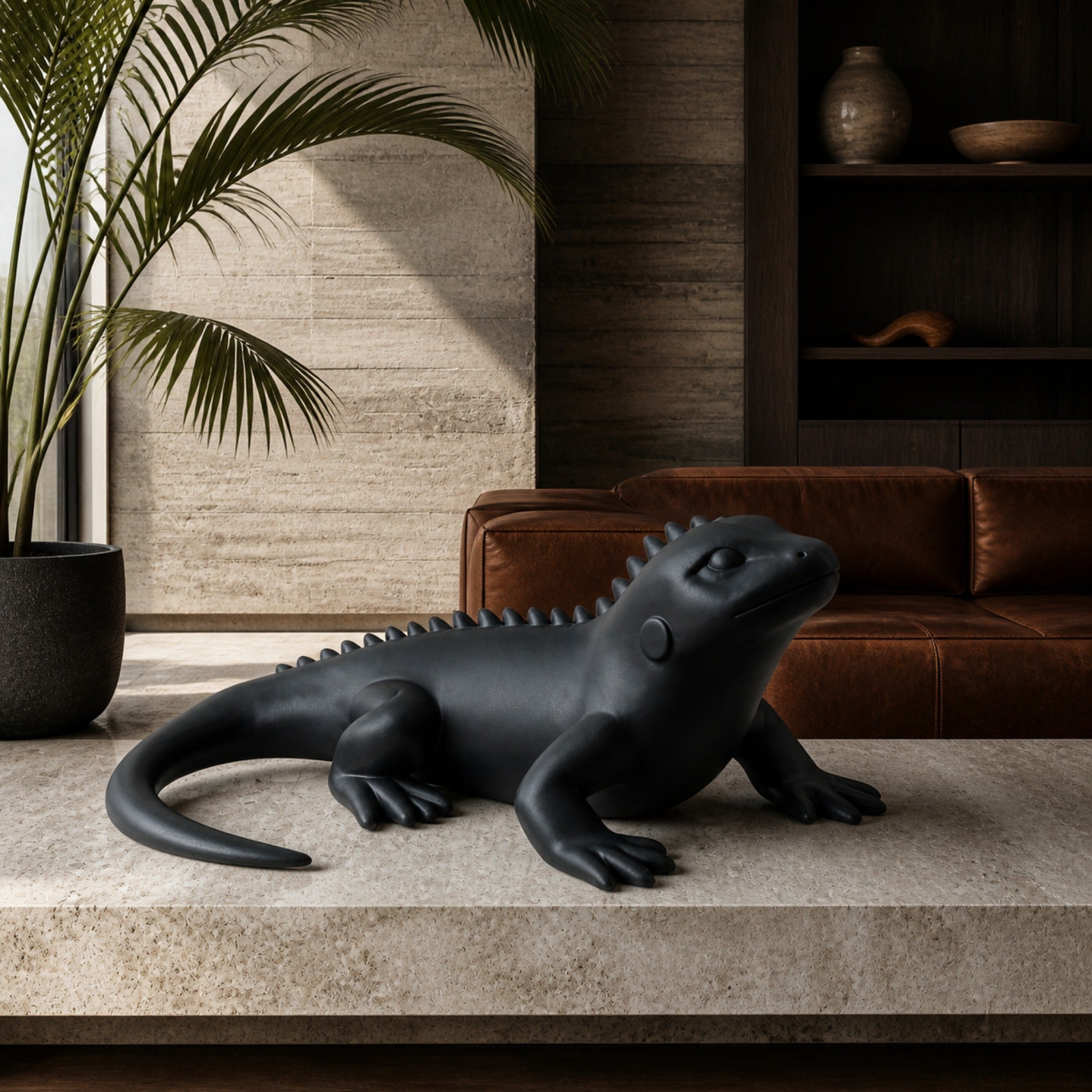 Iguana Art Object - Black