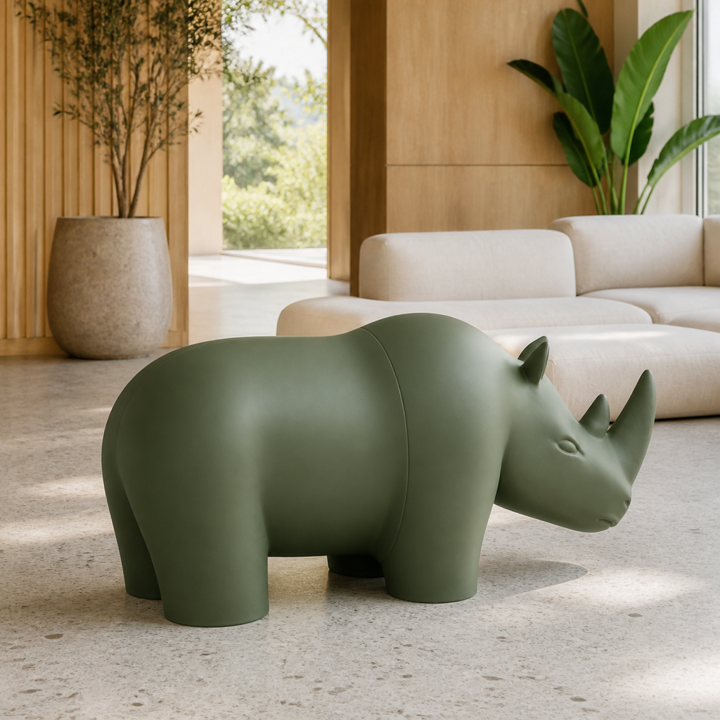 Rhino Art Object - Moss Green