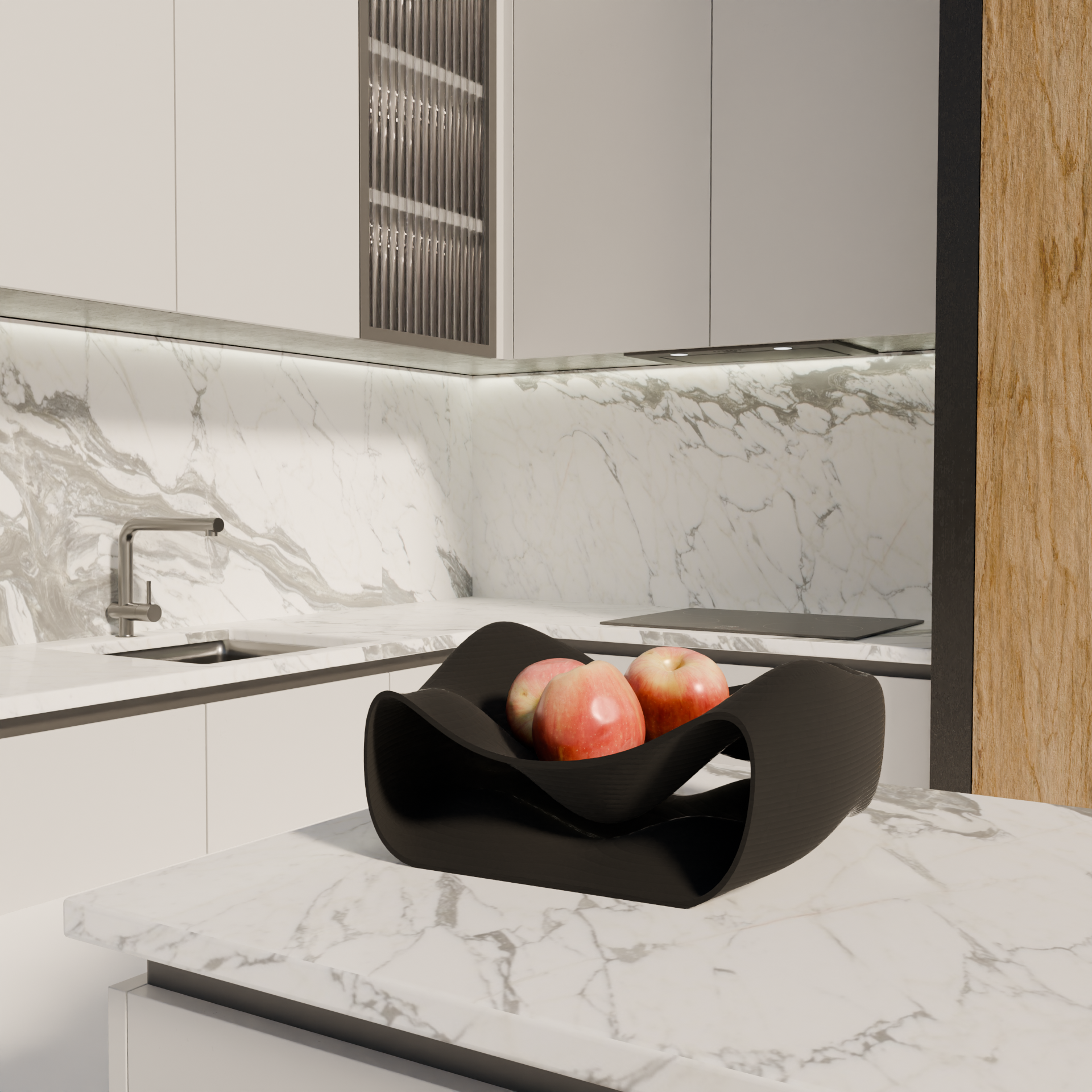 Fano fruttiera moderna design edizione nera