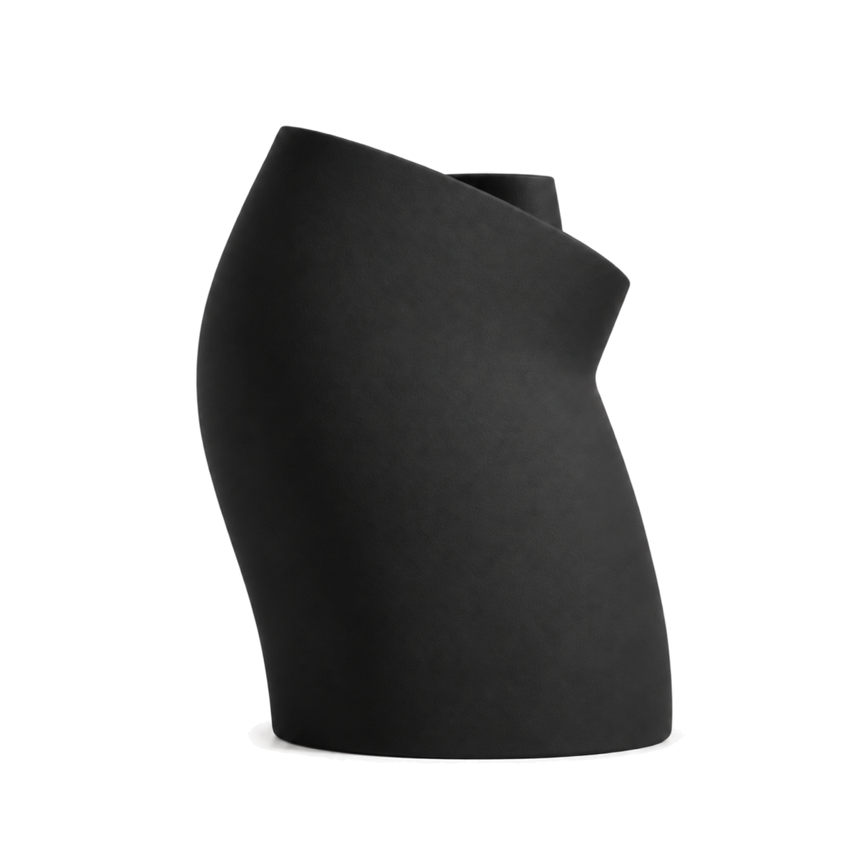 Curva Sculptural Vase – black front view curva sculptural vase