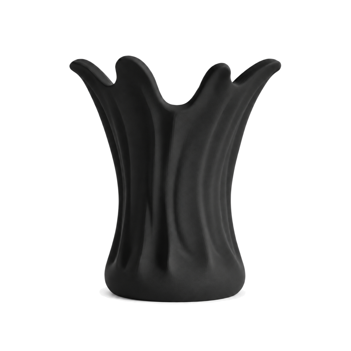 Ondara Sculptural Vase – black front view ondara sculptural vase