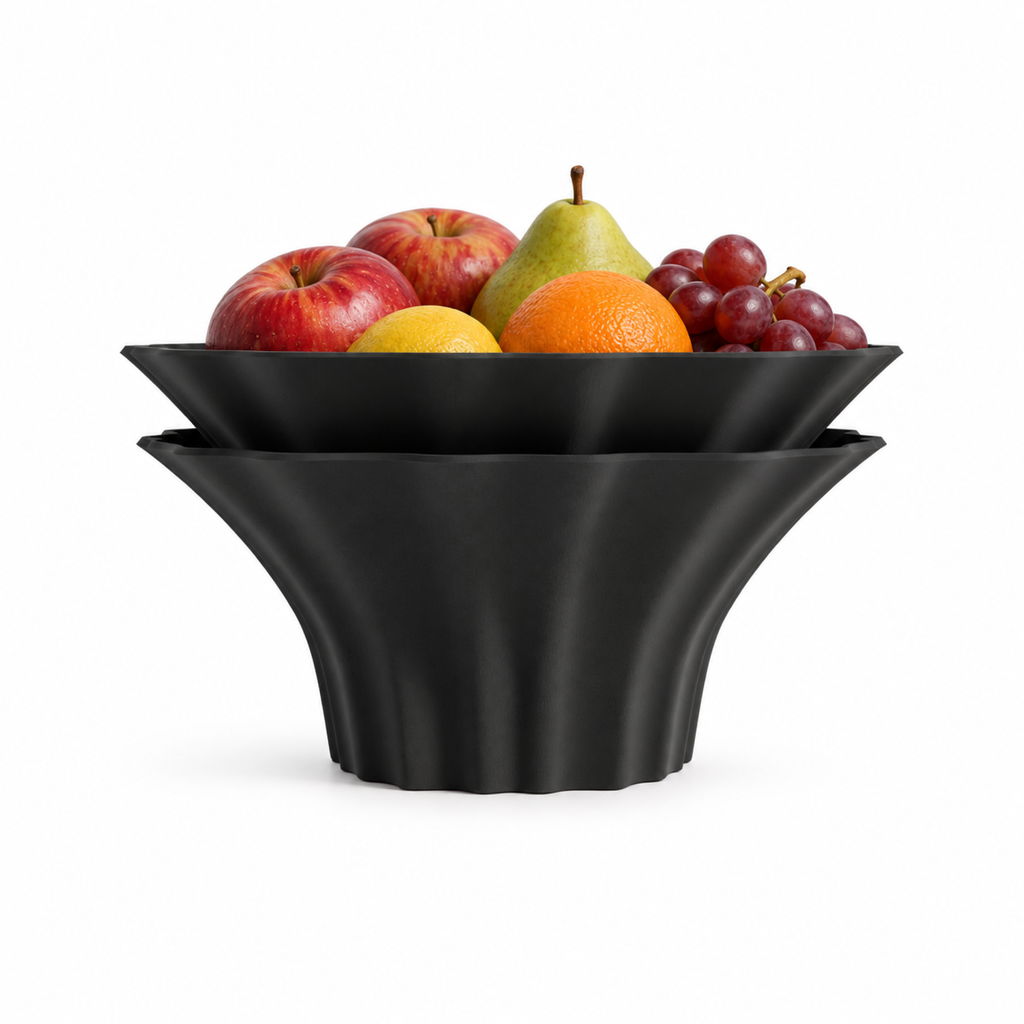 Corridonia Fruit Bowl – Black front with fruit
