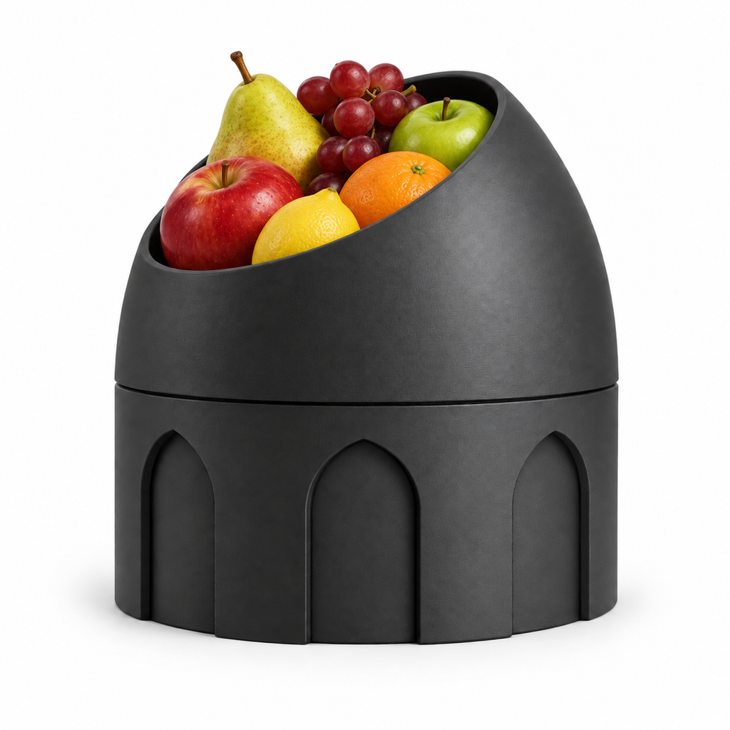 Cupola Fruit Bowl – black front with fruit cupola fruit bowl
