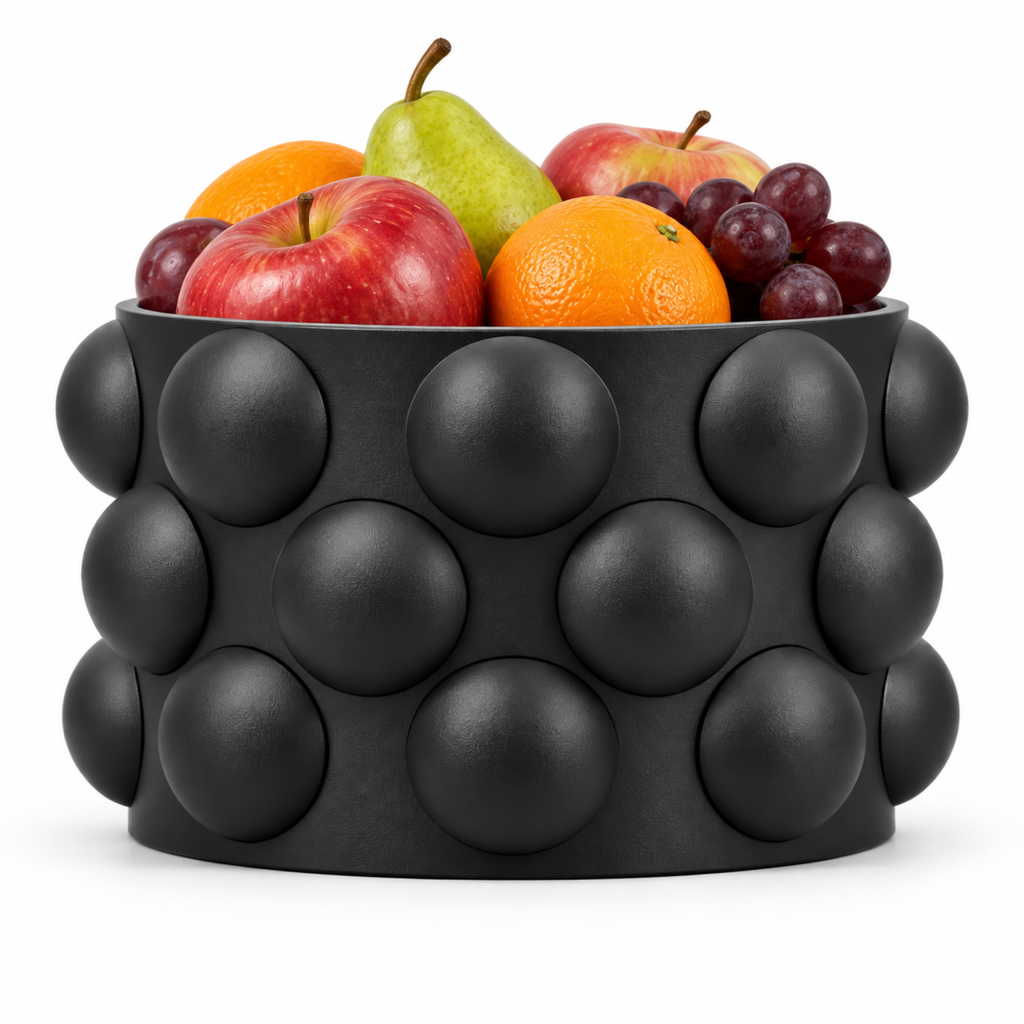 Numarelle Fruit Bowl – black front with fruit numarelle fruit bowl