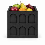 Square Colosseum Fruit Bowl – black front with fruit square colosseum fruit bowl