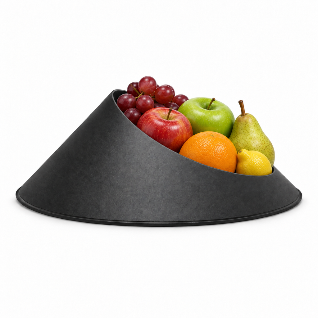 Vulcano Fruit Bowl – black front with fruit vulcano fruit bowl