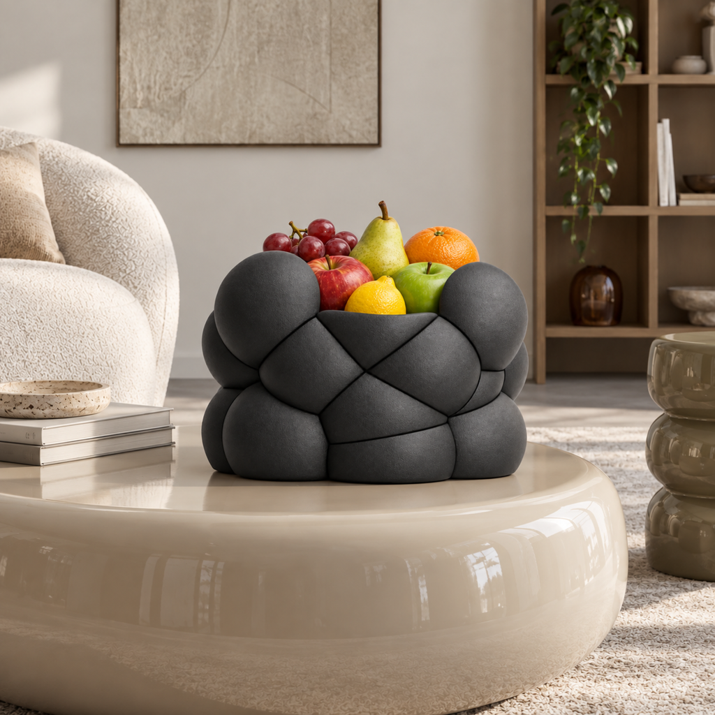 Bollare Fruit Bowl – black lifestyle beige living room bollare fruit bowl