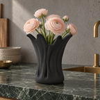 Ondara Sculptural Vase – black lifestyle green marble kitchen ondara sculptural vase