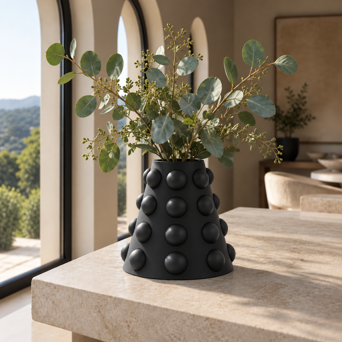 Conerelle Vase Medium – black lifestyle large windows conerelle vase