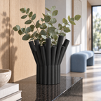 Rivolo Sculptural Vase – black lifestyle oak hallway rivolo sculptural vase