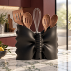 Fiastra Farfalle Kitchen Utensil Holder – black lifestyle oxblood kitchen farfalle kitchen utensil holder