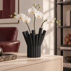 Rivolo Sculptural Vase – black lifestyle reading room rivolo sculptural vase