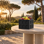 Square Colosseum Fruit Bowl – black lifestyle roman garden square colosseum fruit bowl