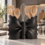 Fiastra Farfalle Kitchen Utensil Holder – black lifestyle smoked oak kitchen farfalle kitchen utensil holder