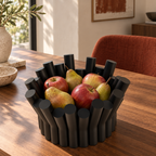 Fiastra Rivolo Fruit Bowl – black lifestyle walnut dining room fiastra rivolo fruit bowl