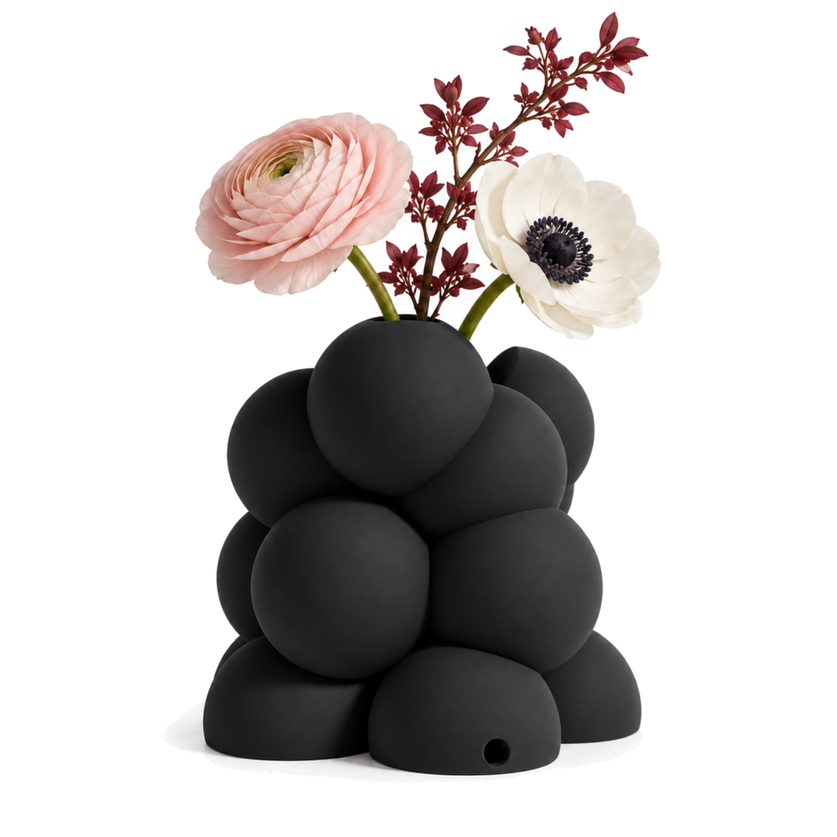 Bollare Sculptural Vase – black styled product view bollare sculptural vase