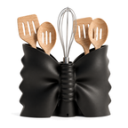 Fiastra Farfalle Kitchen Utensil Holder – black styled product view farfalle kitchen utensil holder