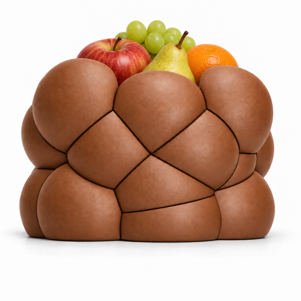 Bollare Fruit Bowl – brown front with fruit bollare fruit bowl