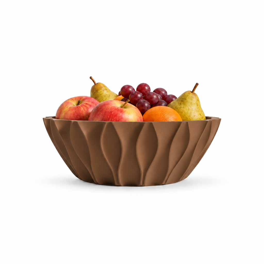 Bolognola fruit bowl white – Brown front with fruit