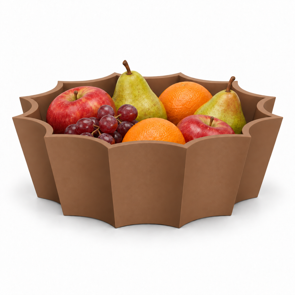 Marovique Fruit Bowl – brown front with fruit marovique fruit bowl
