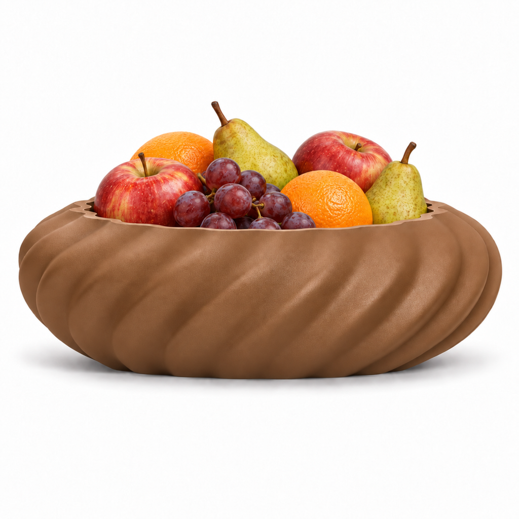 Molisara Fruit Bowl – brown front with fruit molisara fruit bowl