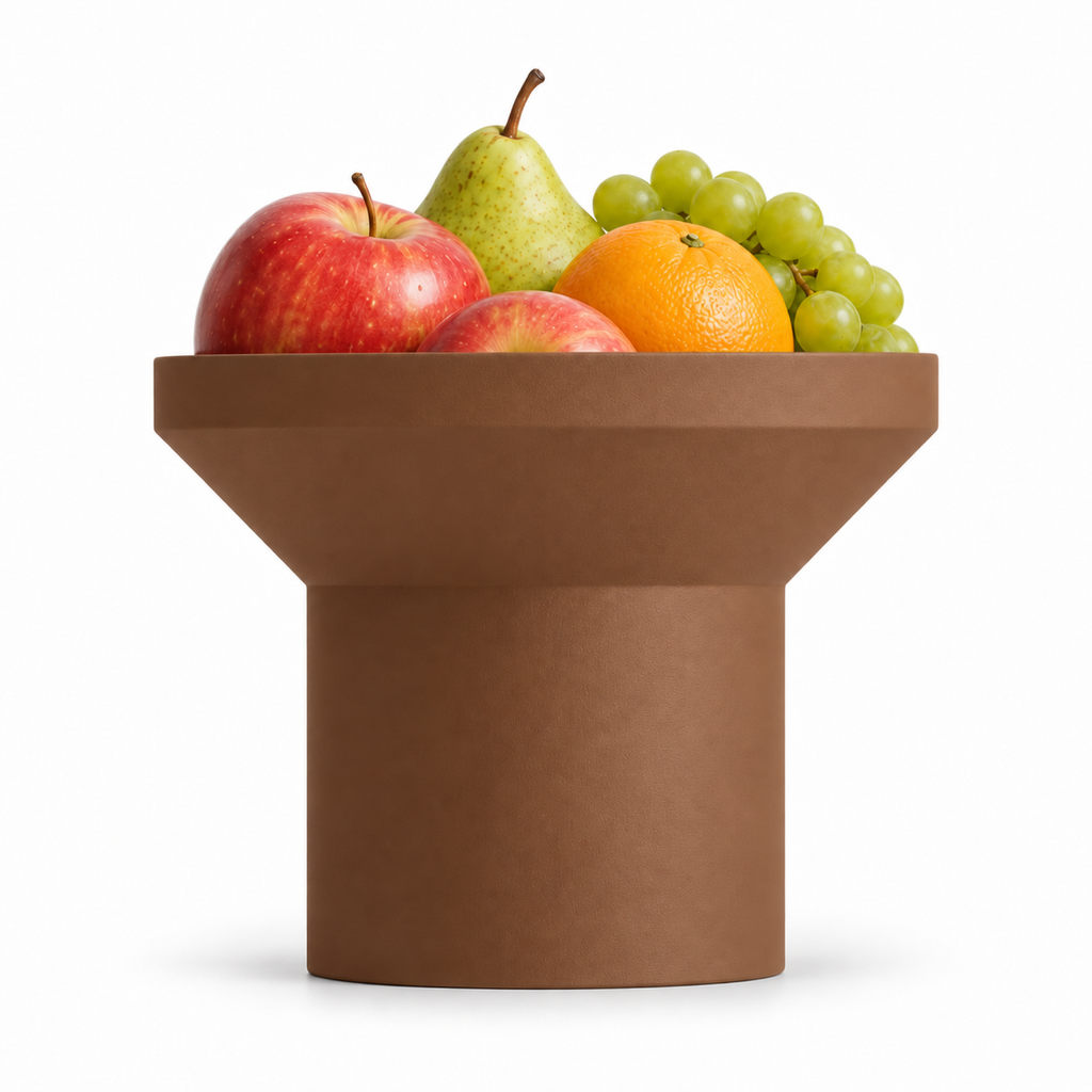 Montefioralle fruit bowl red edition – Brown front with fruit