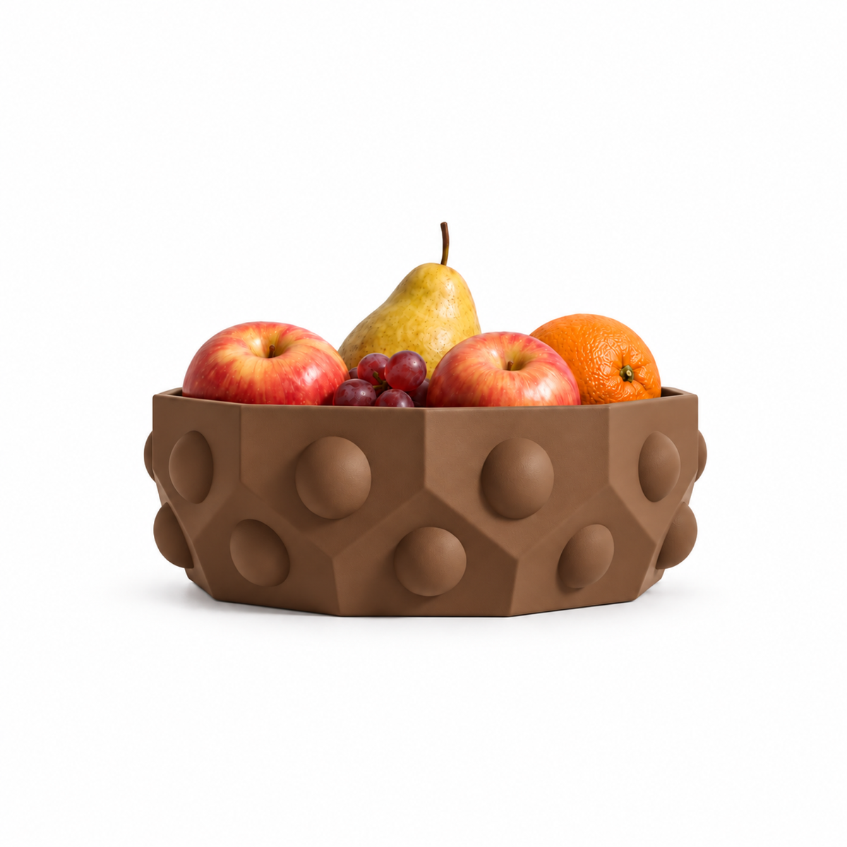 Numana Fruit Bowl – Brown front with fruit