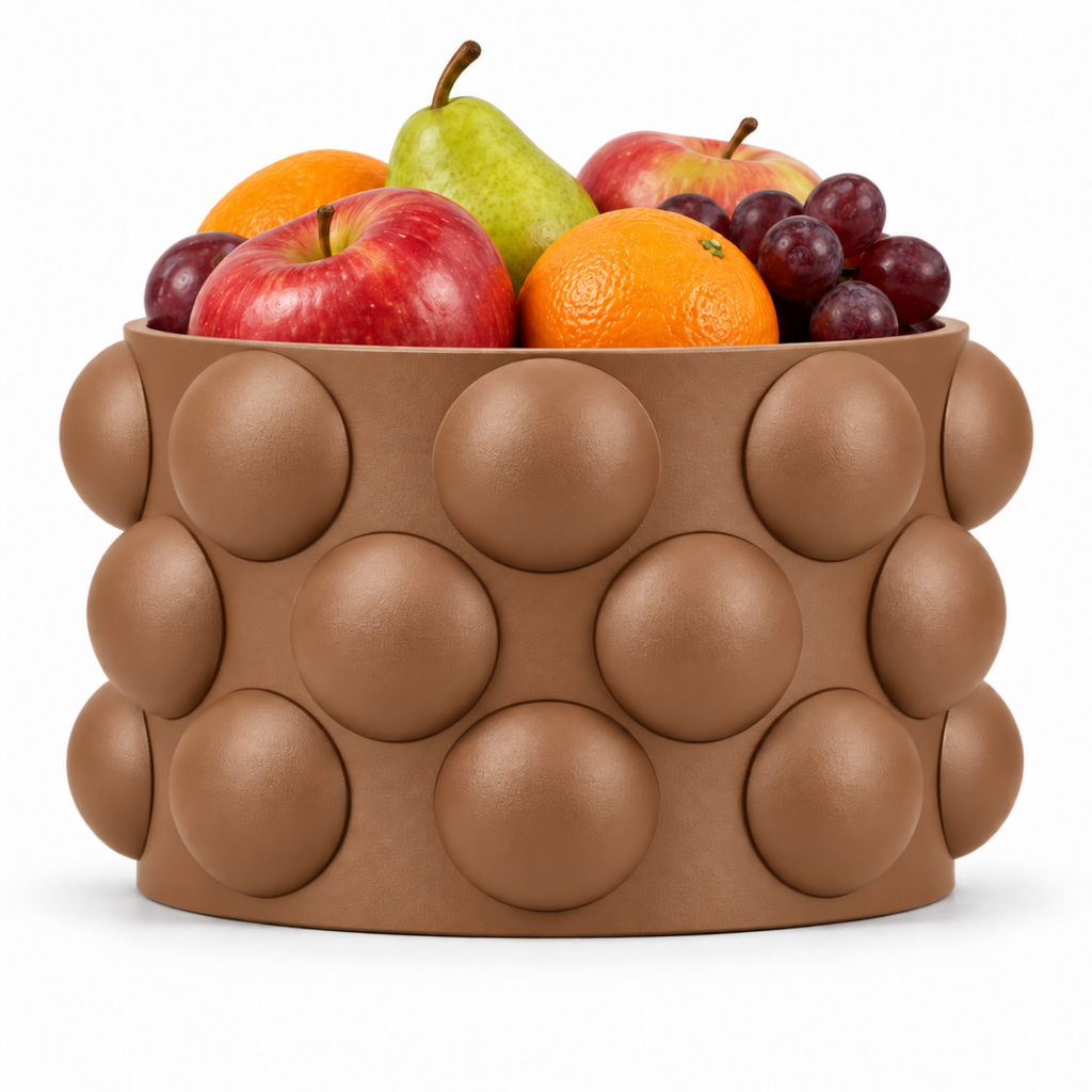 Numarelle Fruit Bowl – brown front with fruit numarelle fruit bowl