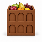 Square Colosseum Fruit Bowl – brown front with fruit square colosseum fruit bowl