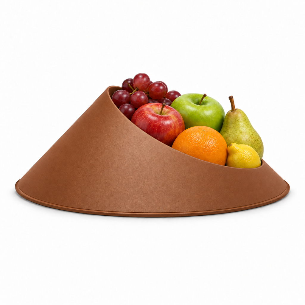 Vulcano Fruit Bowl – brown front with fruit vulcano fruit bowl