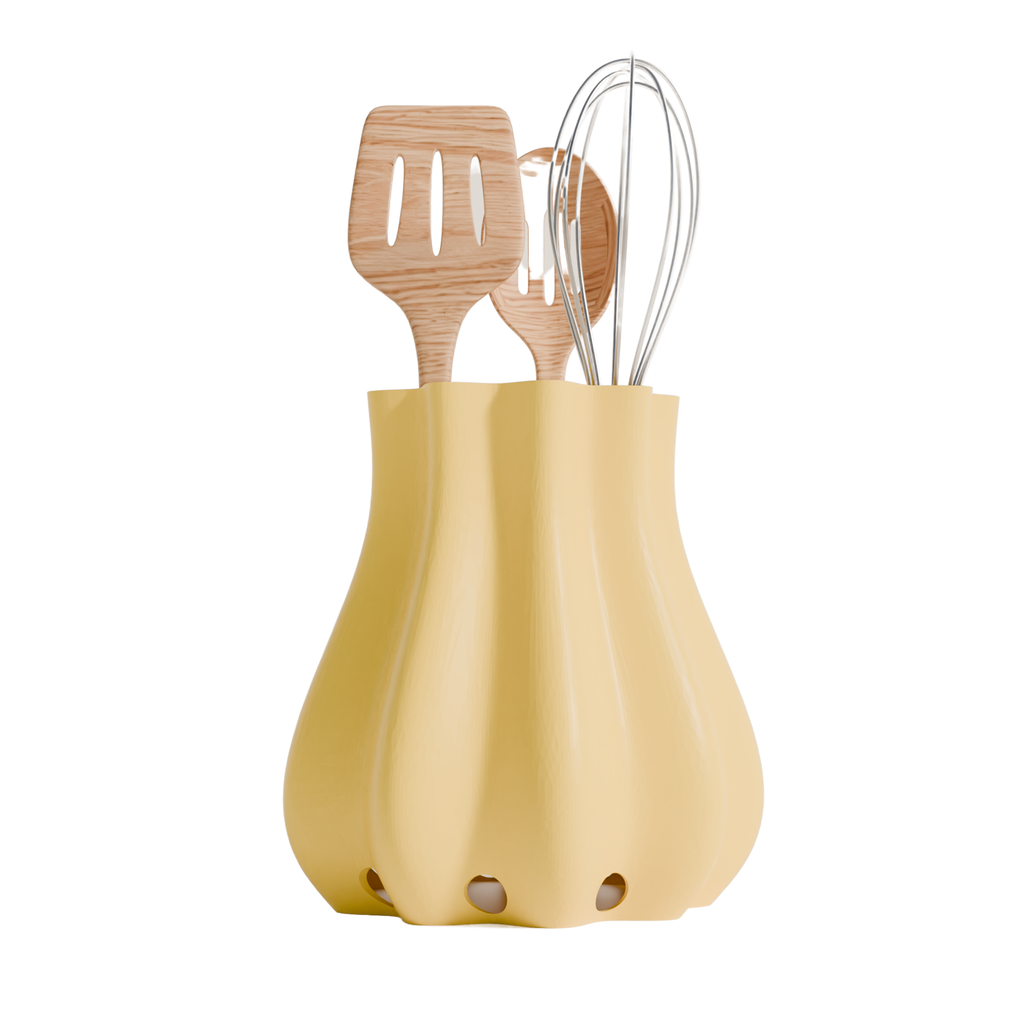 Fiastra Bulbo Kitchen Utensil Holder - Yellow - bulbo geel met keukengerei 1