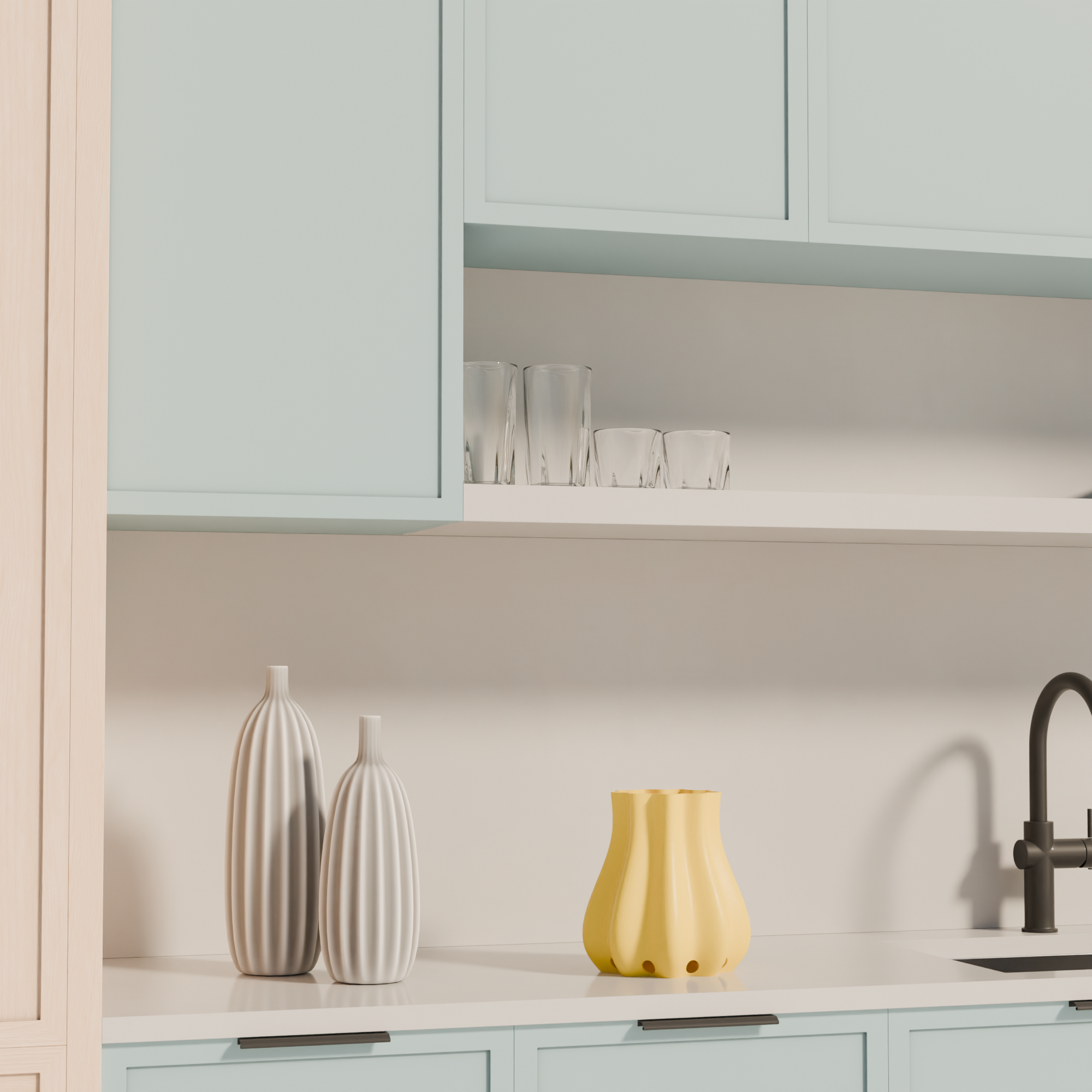 Fiastra Bulbo Kitchen Utensil Holder - Yellow - bulbo geel sfeerbeeld keuken 1