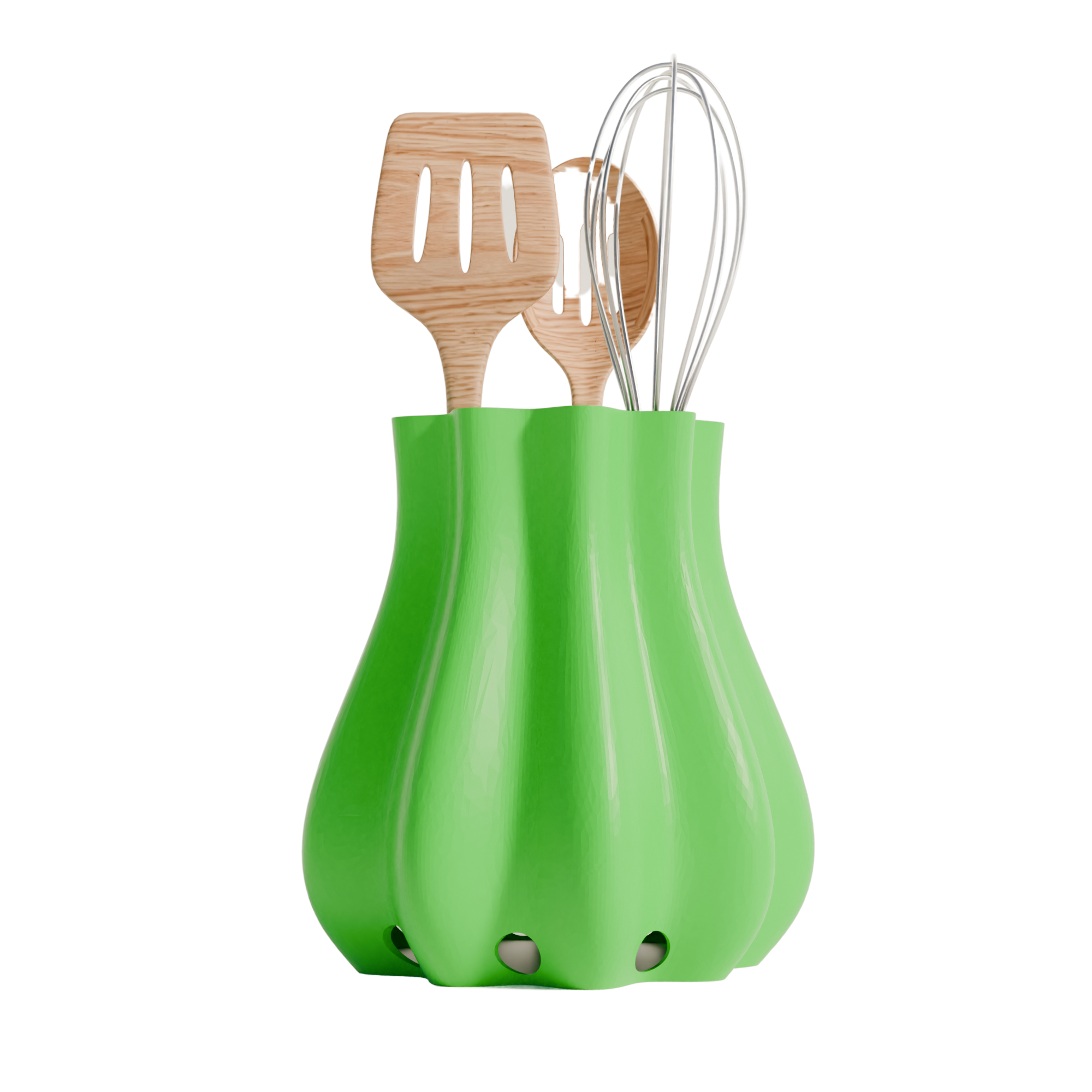 Fiastra Bulbo Kitchen Utensil Holder - Green - bulbo groen met keukengerei 1
