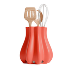 Fiastra Bulbo Kitchen Utensil Holder - Red - bulbo koraalrood met keukengerei 1