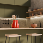 Fiastra Bulbo Kitchen Utensil Holder - Red - bulbo koraalrood sfeerbeeld keuken 2