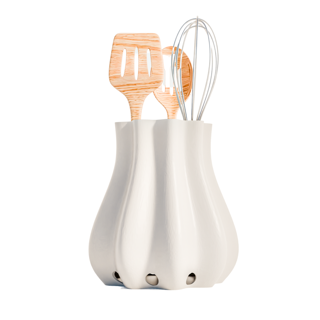 Fiastra Bulbo Kitchen Utensil Holder - White - bulbo wit met keukengerei 1