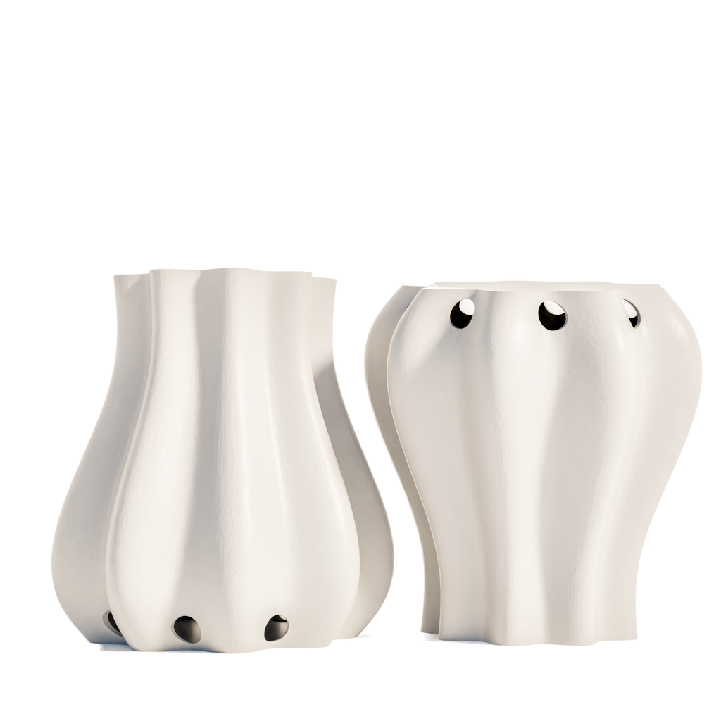 Fiastra Bulbo Kitchen Utensil Holder - White - bulbo wit twee aanzichten 1