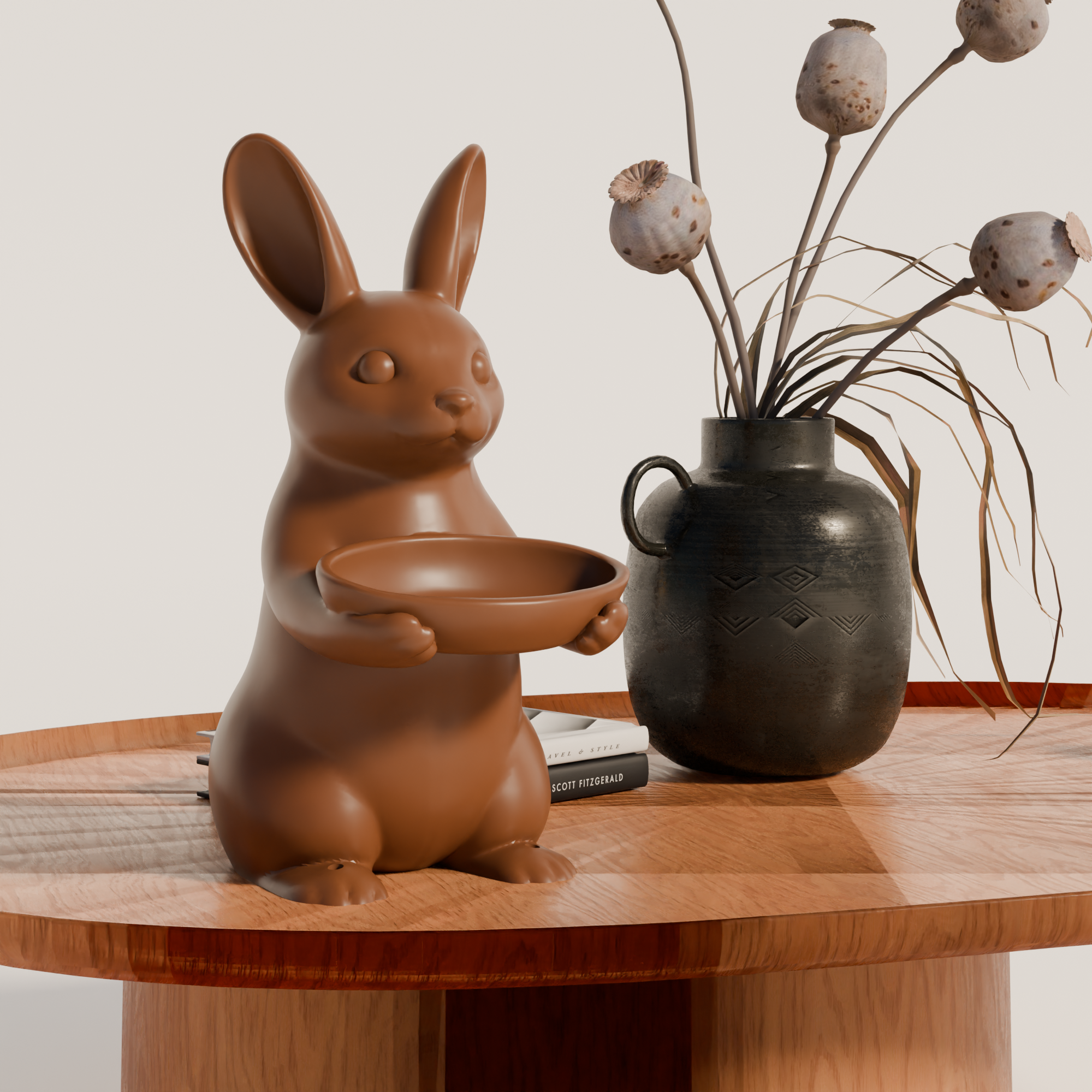 Fiastra Bunny Key Holder - Brown - bunny bruin sfeerbeeld tafel 1