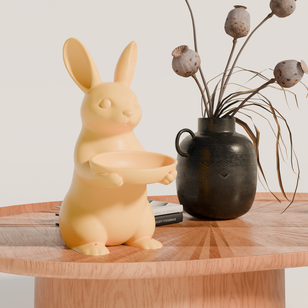 Fiastra Bunny Key Holder - Yellow - bunny geel sfeerbeeld tafel 1