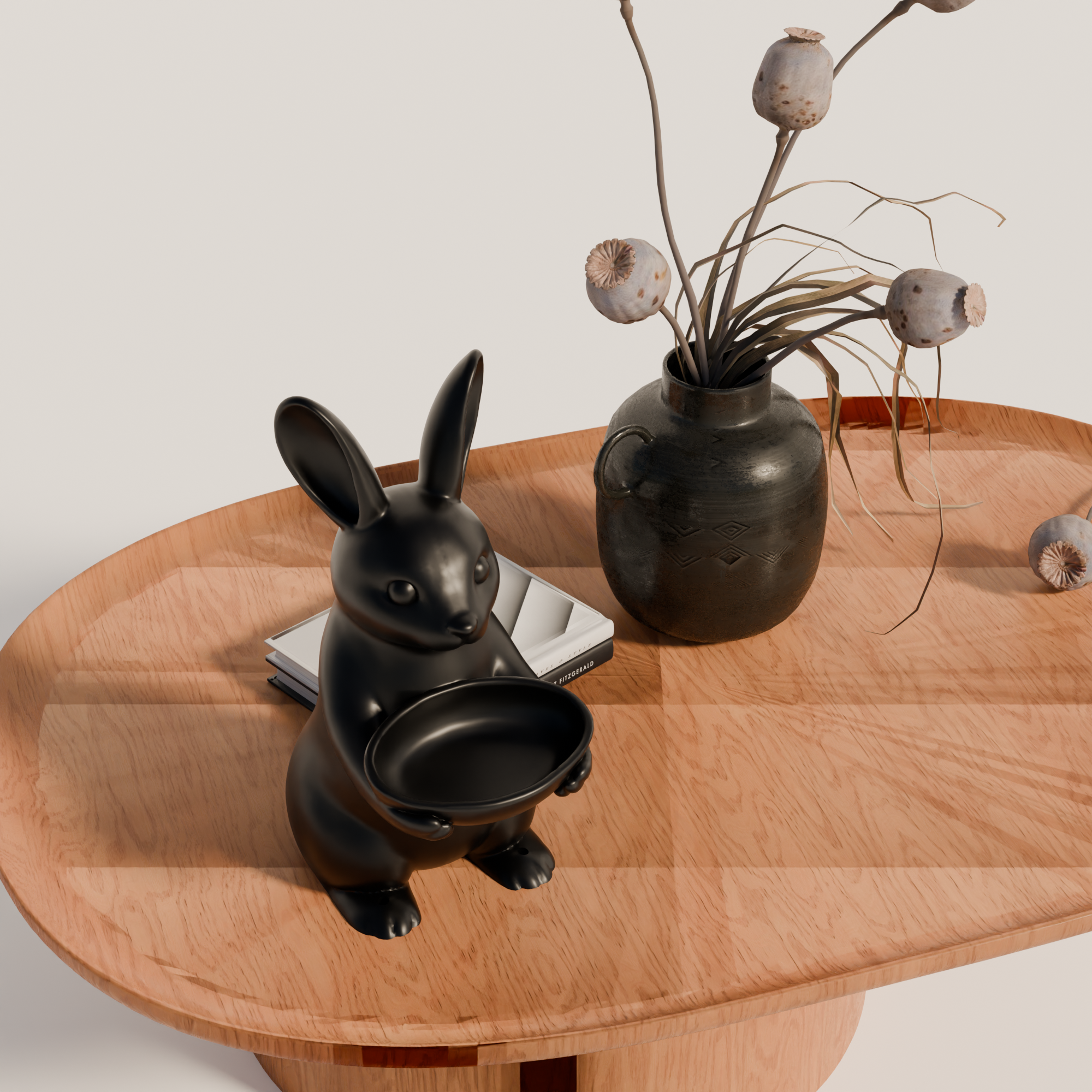 Fiastra Bunny Key Holder - Black - bunny zwart sfeerbeeld tafel 2