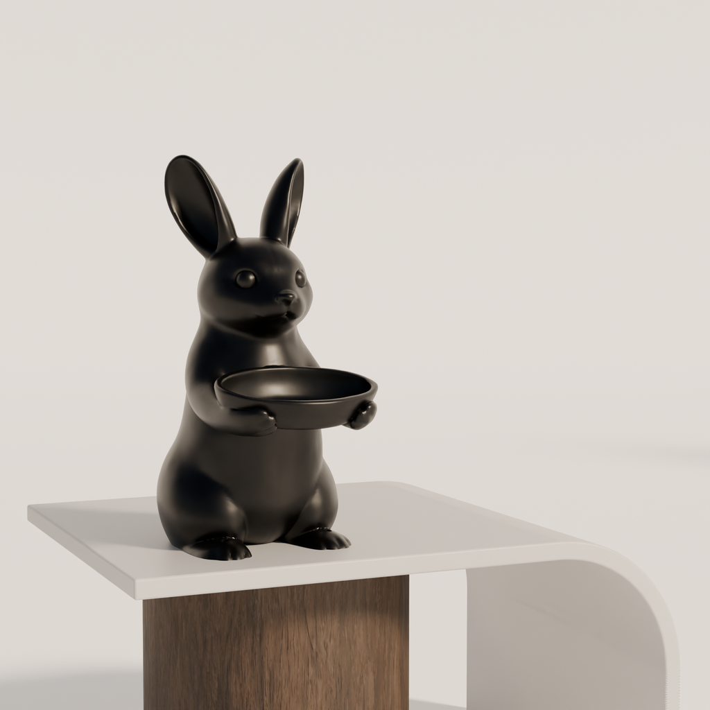 Fiastra Bunny Key Holder - Black - bunny zwart sokkel 1