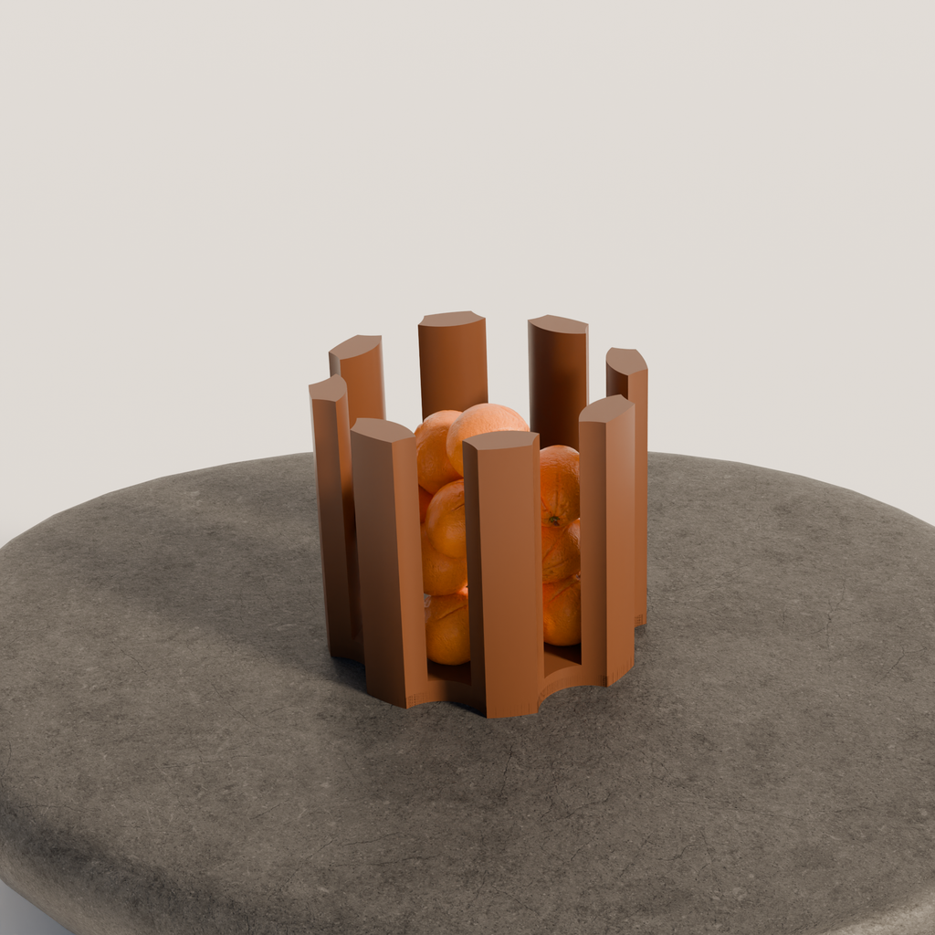 Fiastra Caleria Fruit Bowl - Brown - caleria fruitschaal bruin sfeerbeeld sokkel 2
