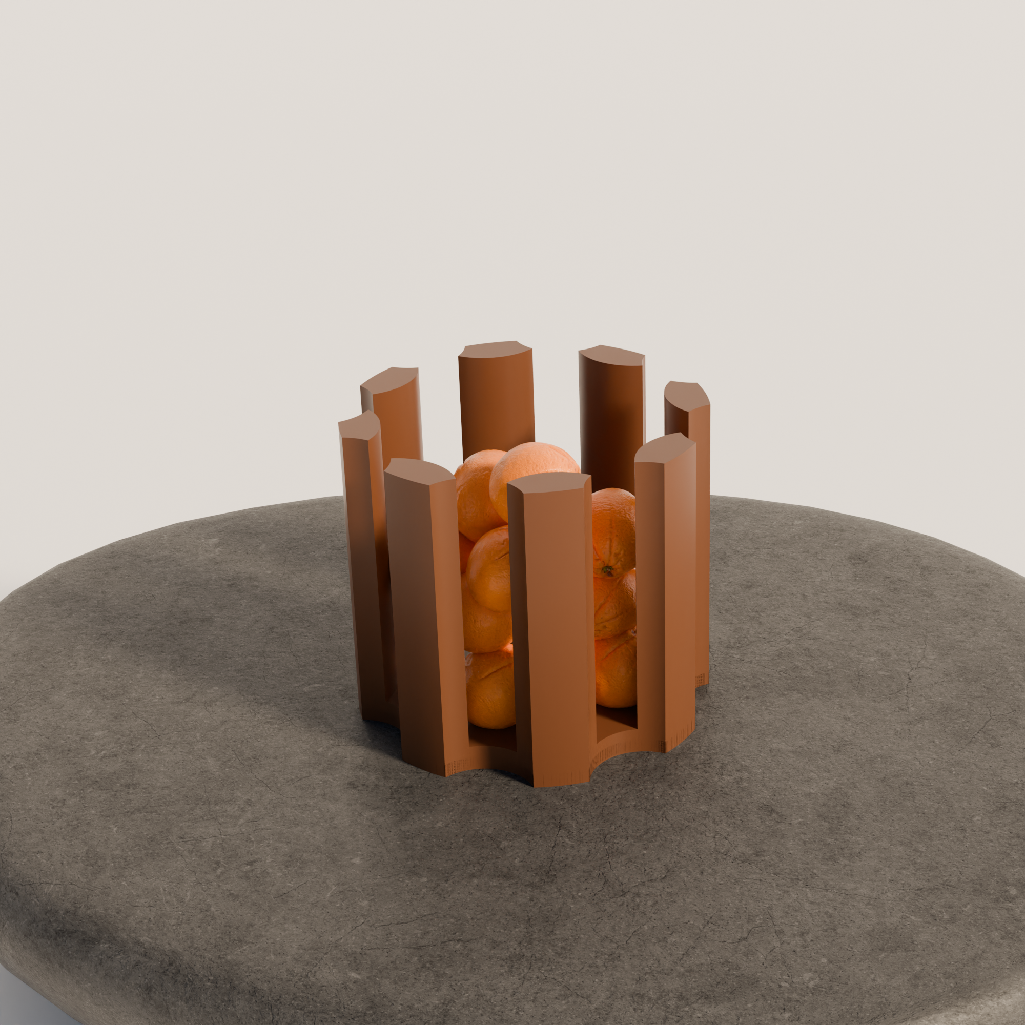 Fiastra Caleria Fruit Bowl - Brown - caleria fruitschaal bruin sfeerbeeld sokkel 2