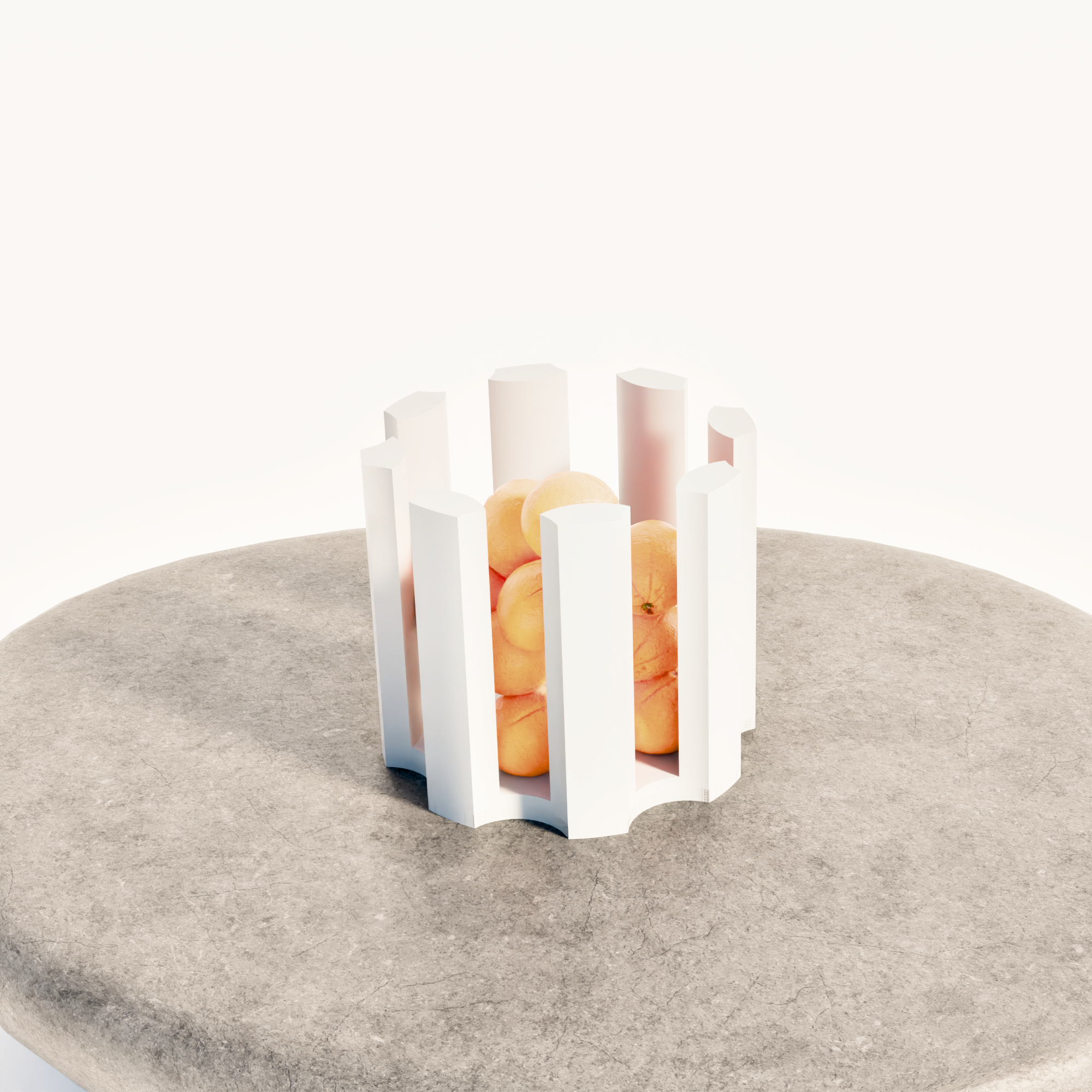 Fiastra Caleria Fruit Bowl - White - caleria fruitschaal wit sfeerbeeld sokkel 2