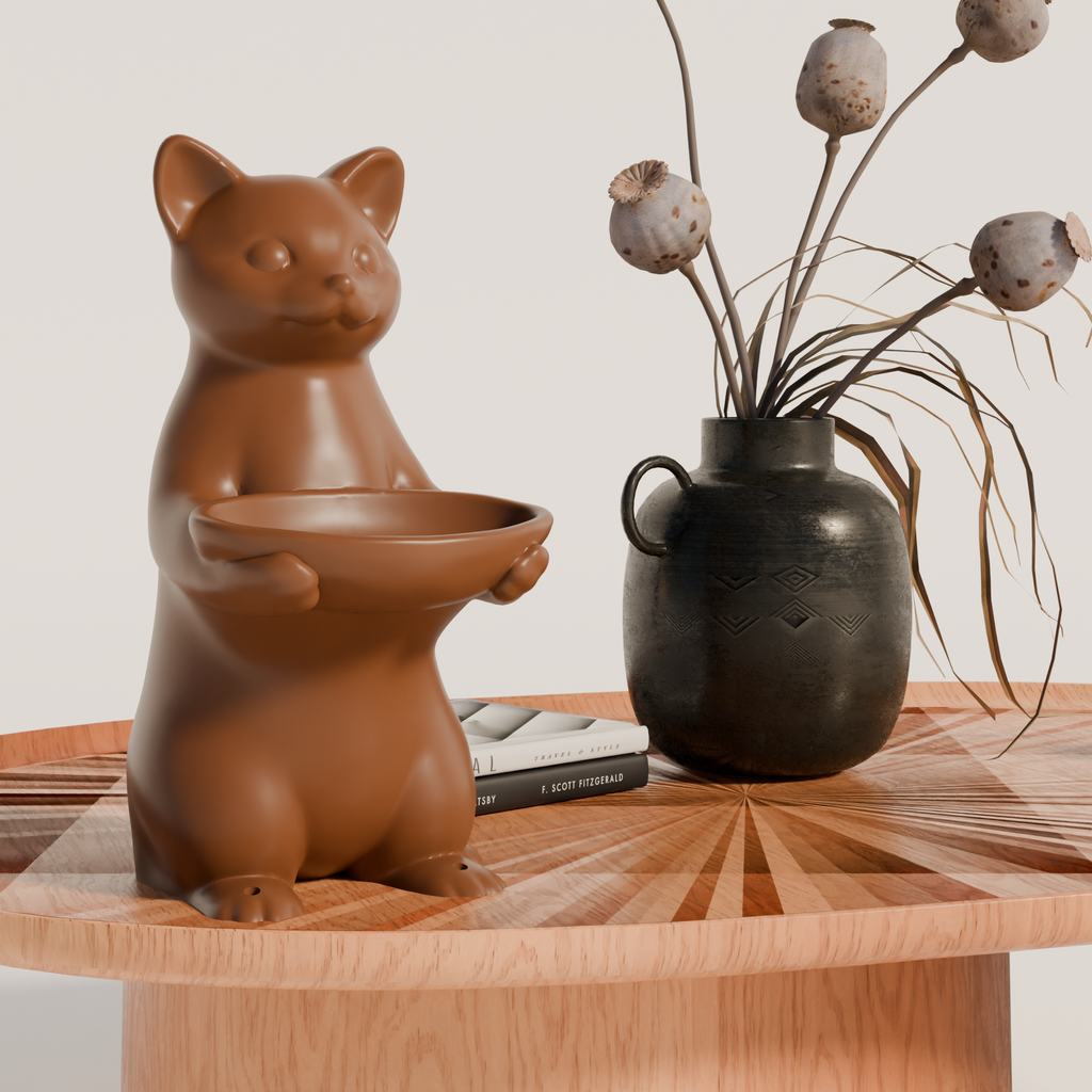 Fiastra Cat Key Holder - Brown - cat bruin sfeerbeeld tafel 1